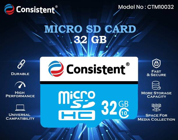 Consistent CTM10032 10 32 GB SD Card Class 10 100 MB/s Memory Card Compatible with Camera, Mobile, Tablet, Gaming Console, Computer