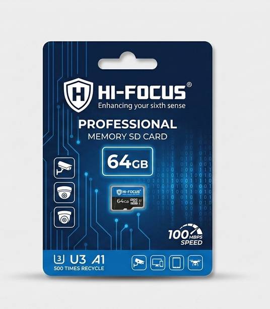 HI-FOCUS SD5 3 64 GB SD Card Class 10 100 MB/s Memory Card Compatible with Gaming Console, Computer, Tablet, Camera, Mobile