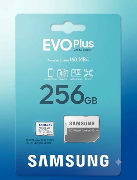 SAMSUNG MMC256SA EVO PLUS 256 GB SD Card Class 10 50 MB/s Memory Card Compatible with Computer, Gaming Console, Mobile, Tablet