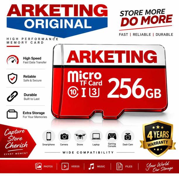 ARKETING ARK-LC5X1Q ARK-GP8N6K 256 GB Reduced Size MMC Class 10 120 MB/s Memory Card Compatible with Camera, Computer, Gaming Console, Mobile, Tablet
