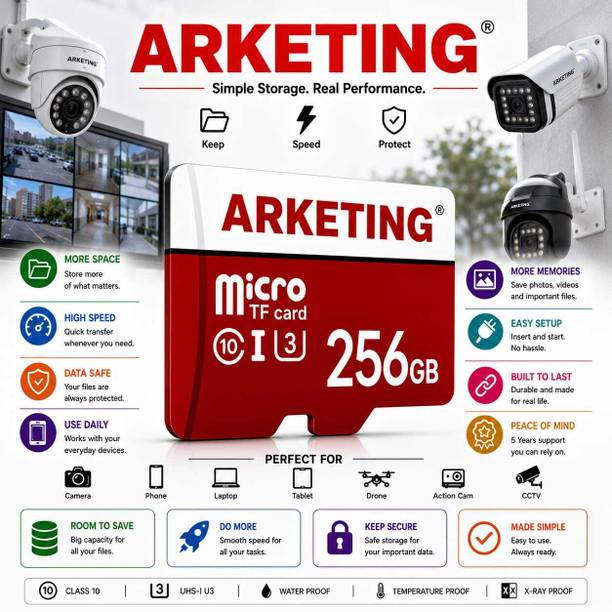 ARKETING SH256 M256 256 GB SDHC UHS-I Card Class 10 120 MB/s Memory Card Compatible with Camera, Computer, Gaming Console, Mobile, Tablet