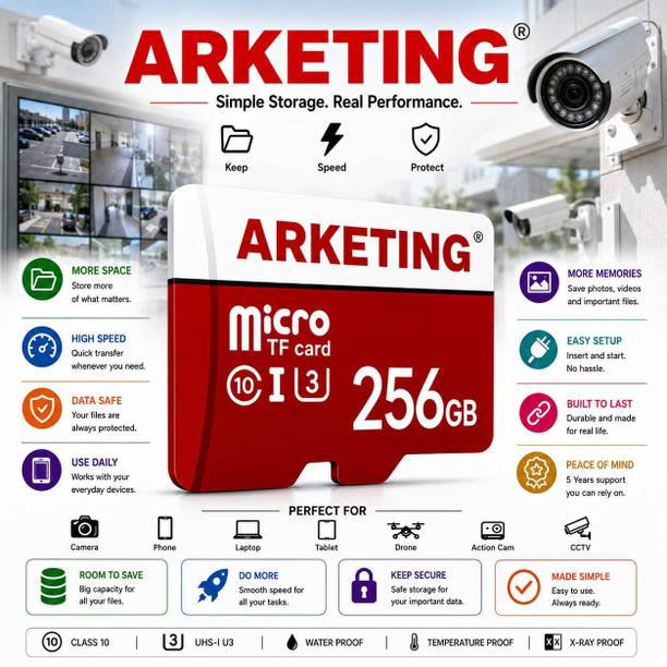 ARKETING SG256 M256 256 GB SDHC UHS-I Card Class 10 120 MB/s  Memory Card Compatible with Camera, Computer, Gaming Console, Mobile, Tablet