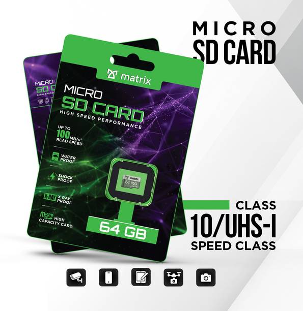 Matrix MX06GSC microSDXC 64 GB SDHC Class 10 100 MB/s  Memory Card Compatible with Camera, Computer, Gaming Console, Mobile, Tablet