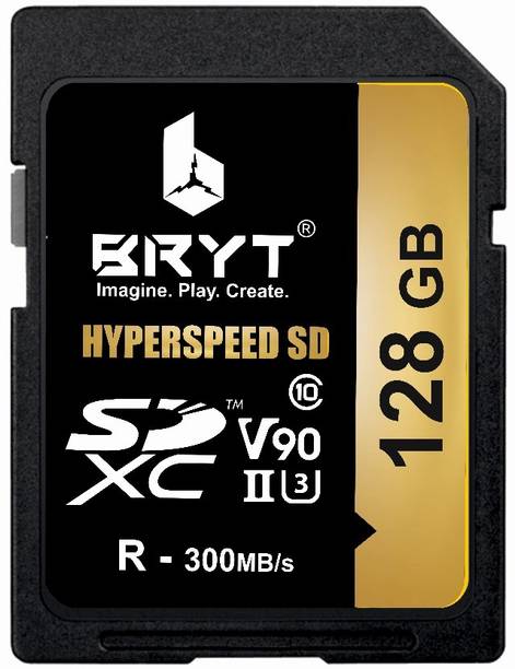 BRYT A1 V90 UHS-II U3 High Capacity SD Card 128 GB SDXC Class 10 300 MB/s  Memory Card