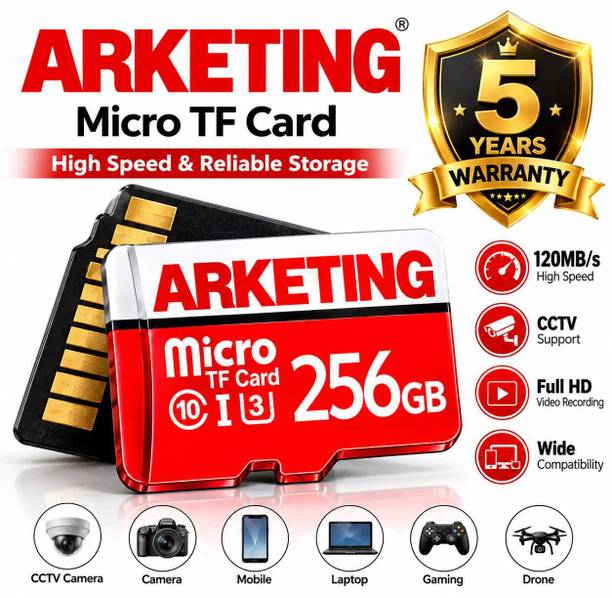 ARKETING ARK-Y7T3MC ARK-Y7T3MC 256 GB Ultra SDHC Class 10 120 MB/s Memory Card Compatible with Camera, Computer, Gaming Console, Mobile, Tablet