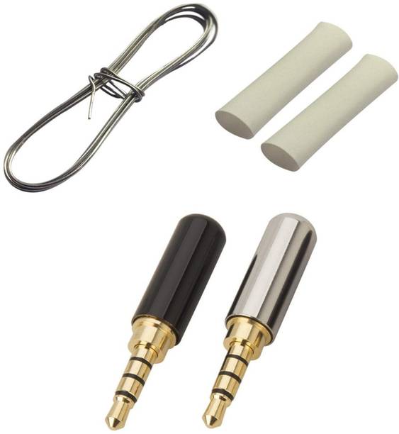SYMFONIA Copper Gold Plated Stereo 3.5mm 4 Pole Metal Earphones Soldering Jack audio Male plug Headphone Repair authorised Colour Compatible with Mobile, Laptop, Tablet, Mp3, Gaming Device(pack of 2 and Color as per stock) Headphone jack/connector