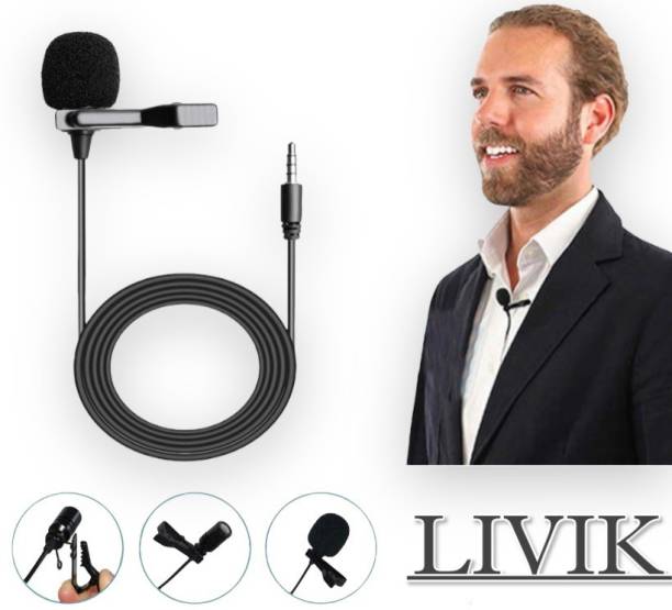 LIVIK High Quality 3.5mm Microphone For Youtube | Collar Mike for Voice Recording | Lapel Mic Mobile, PC, Laptop, Android Smartphones, DSLR Camera Microphone CABLE (Black) CABLE