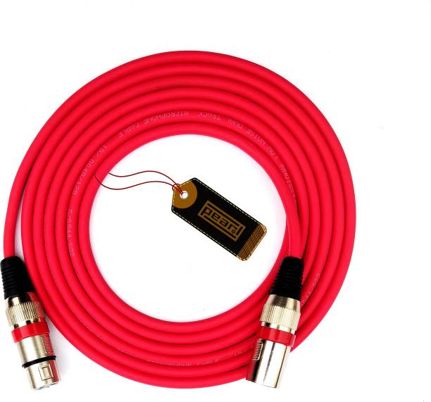 PEARL Professional 3 Pin XLR Male to XLR Female 3 Meter Balanced Microphone Cable | 1 Pc (Red) Audio Microphone Extension Cable - 10 Feet/3 Meter