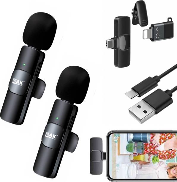 MAK Dual Wireless Mic for YouTube, Vlogging, for Android & iPhone Connectivity Microphone