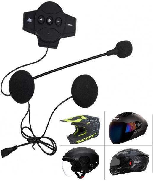 ASRYD Universal Wireless Motorcycle Helmet Bluetooth Headset Dual Stereo Speakers Hands-Free Music Call Control Mic Earphones
