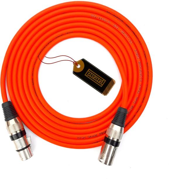 PEARL Professional 3 Pin XLR Male to XLR Female 3 Meter Balanced Microphone Cable | 1 Pc (Orange) Audio Microphone Extension Cable - 10 Feet/3 Meter
