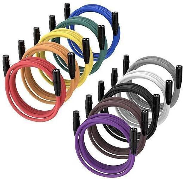 Finn (PACK OF 10) XLR Male to Female Cable 3 Pin Audio Mic Cord for Amplifier, Mixer (1.5m)