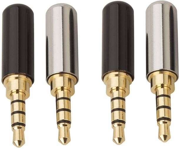 sriaarnika 3.5mm 4 Pole Metal Earphones Soldering Jack 3.5mm 4 Pole Metal Earphones Soldering Jack audio Male plug Repair 4 Pieces