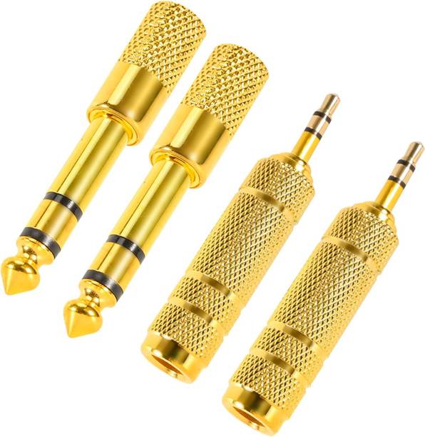 jeleph 4 Pack Gold-Plated 3.5mm to 6.35mm & 6.35mm to 3.5mm Stereo Audio Jack Adapter CONNECTOR