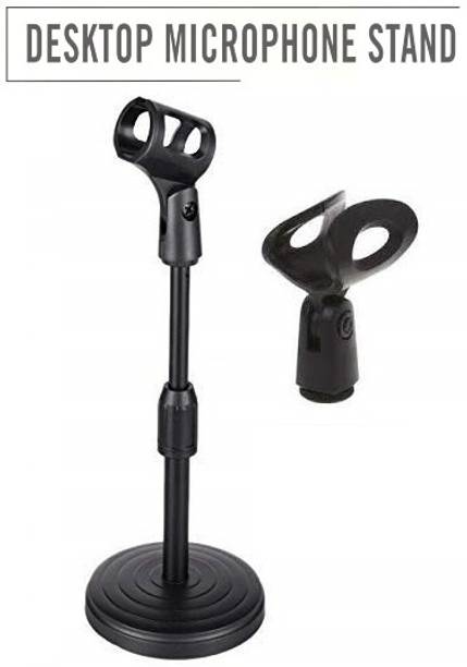 BalRama Round Base Desktop Mic Stand Adjustable Height Table Top Stand Mic Clip Holder Mobile Holder