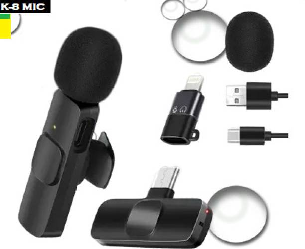 Bydye E1549_K8 MIC TYPE-C SUPPORTED WIRELESS MICROPHONE BLACK (PACK OF 1) Holder