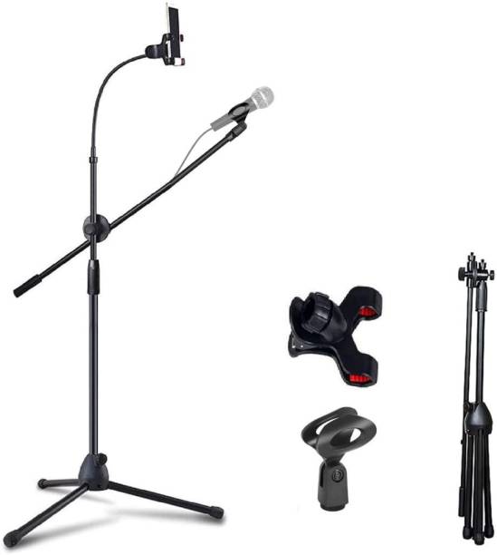 zhizuka Heavy Duty Adjustable Dual Microphone Stand for Studio Recording, Singing Stand Veena Stand