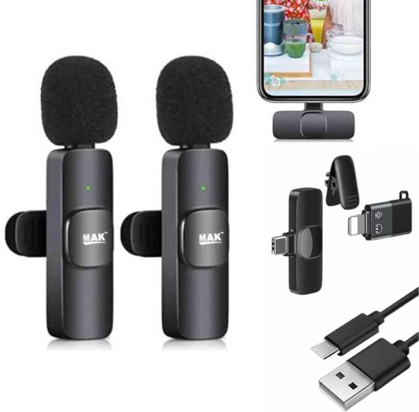 MAK Dual Wireless Microphone for YouTube, Vlogging, Recording for Android & iPhone Wireless Collar Mic