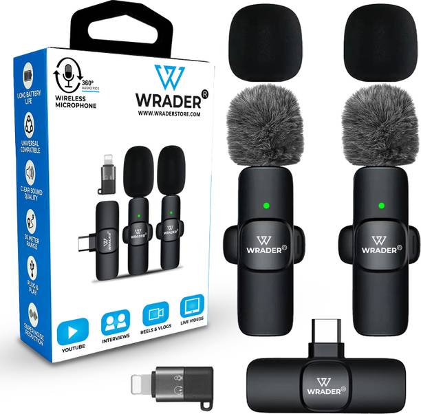 WRADER Professional K9 Microphone with Noise Cancelling Muff for Type C Android Phone Wireless Mike