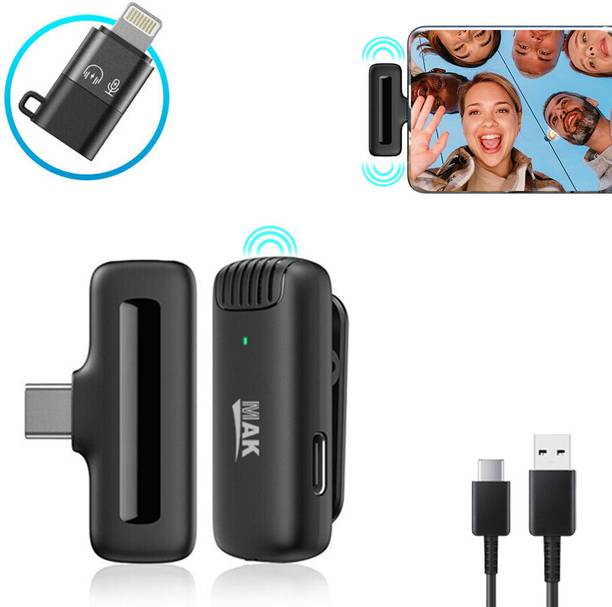 MAK Wireless Mic with Active Noise Cancellation(ANC) for Vlogging For Type C/iPhone Microphone
