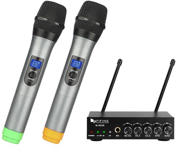 Fifine (OPEN BOX) K036 Karaoke UHF Dual Channel Wireless Handheld Microphone