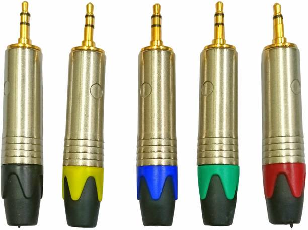 BALRAMA 5pc Metal Gold Plated 3.5mm Stereo Aux Connector Headphone Jack Pin Audio Plug Solderless Stereo Male Connectors Screw Design Audio Video In-Line Jack Adapter Wire Connector