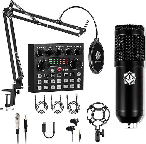 Digimore D-430 Condenser Mic Kit with V8 Sound Card | 16-Bit 48kHz Chip | Voice Microphone