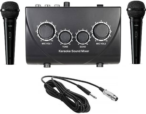 Adiohub Hayden Portable Karaoke System Sound Echo Mixer Set with 2 Dynamic Microphone Microphone