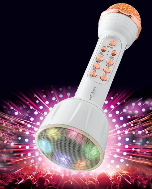 Pick Ur Needs Superier Quality With LED Wireless Bluetooth Microphone Connection Player Speaker 2-in1 With Recording + USB+FM Microphone