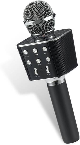 Pick Ur Needs Karaoke Duplex Bluetooth Mic Wireless Bluetooth Microphone Connection Player Speaker 2-in1 With Recording + USB + FM Microphone