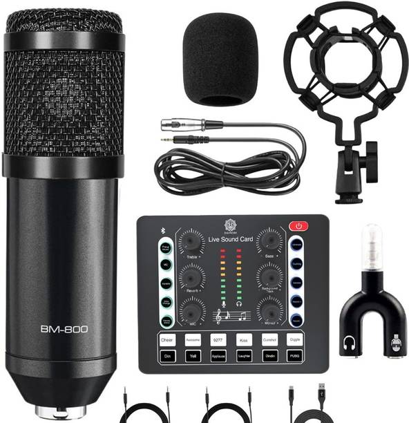 Urban Infotech BM800 XLR Condenser Podcast Microphone Plug and Play Mic for Vlogging+ V9 Mixer Microphone