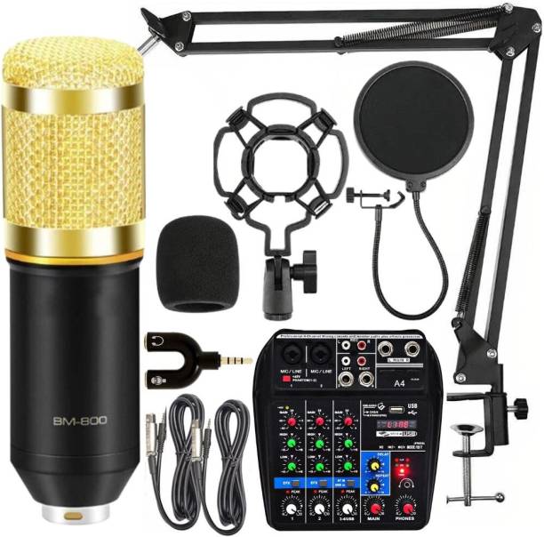 Urban Infotech BM 800 Dynamic Mic Set with 4 Channel for Studio Recording, Broadcasting Microphone
