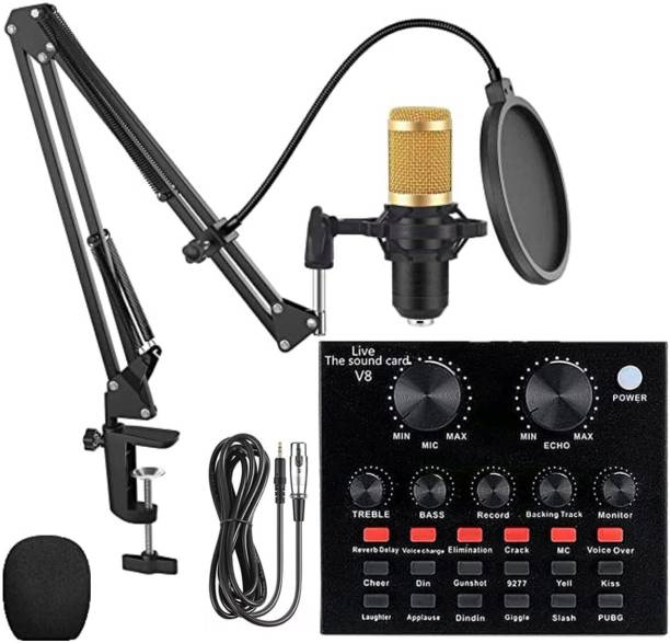 Urban Infotech BM800 Condenser Microphone All Set kit with Live Sound Card Audio Interface Pop Filter with Adjustable Mic Suspension Scissor Arm for podcasting Streaming & Studio Recording Microphone