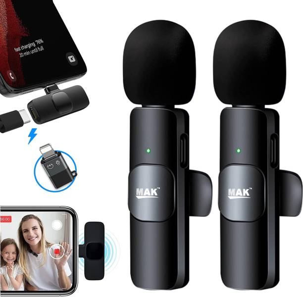MAK M9 Dual Wireless Microphone for Vlogging/Recording/Youtube for Type C/iPhone Microphone