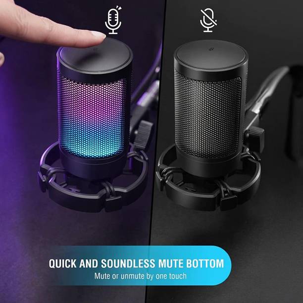FIFINE A6V Gaming USB Microphone for PC PS5 with Quick Mute, TGB Indicator and Volume Gain