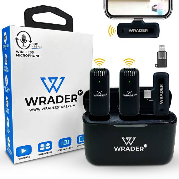 WRADER Dual Wireless Mic with Charging Case and Noise Reduction for Video Recording Microphone