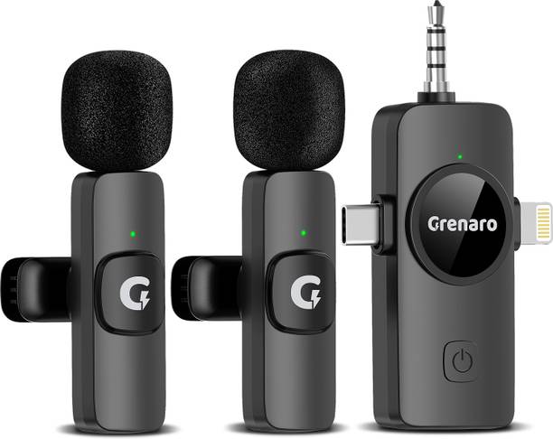 Grenaro 3 in 1 Mic for Youtube, Wireless Mic for iPhone/Android USB-C/DSLR Camera Plug Microphone