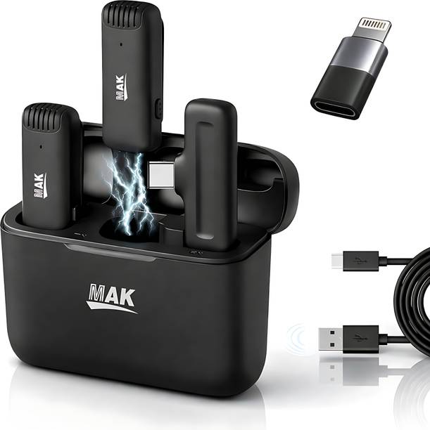 MAK Dual Wireless Mic with Charging Case Microphone
