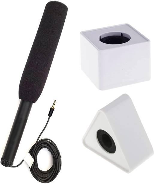 Winsumm Interview Mic Set with Square&Triangle ID Holders for Reporting,News (Pack of 2) Microphone