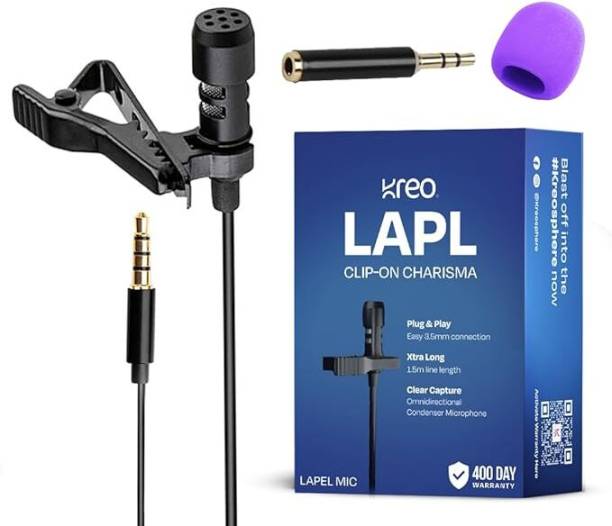 Kreo Lapl 3.5mm Clip Microphone For Youtube, Collar Mike for Recording, Lapel Mic Microphone
