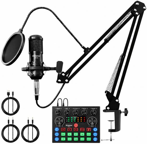 Xclamor XM-S1 Condenser Mic Kit with Sound Card, Voice Changer, Boom Arm & Pop Filter Microphone