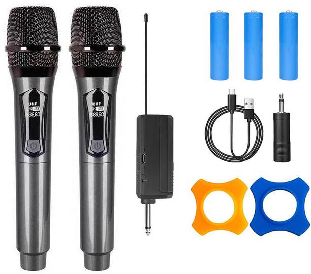 AMG Music UHF Wireless Mic Cordless Dual Handheld Dynamic Rechargeable Mic Set For Karaoke Microphone