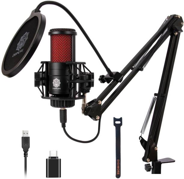 Digimore D-500 USB Condenser Microphone Kit | BoomArm, Pop Filter, Mic Cover, Sh Microphone