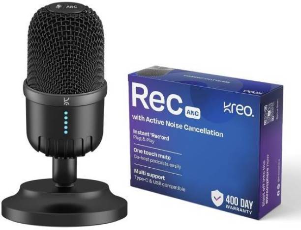 Kreo Rec Podcast Mic for Youtube Accessories, Works on Laptops, Phones, USB Condenser Microphone