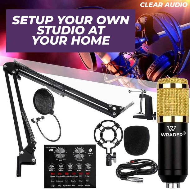 MOBIZAC Studio Condenser Mic Full Setup Sound Card for Podcast Video Recording Interview Microphone