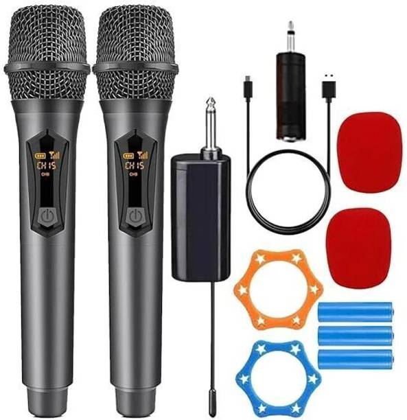 Urban Infotech Dual UHF Wireless Microphones with Rechargeable Receiver for Weddings ETC. Microphone