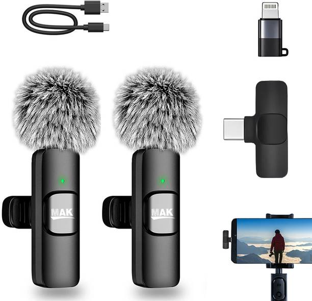 MAK Fur Wireless Dual Mic,Noise Reduction,Compatible with Smartphones for Vlogging.. Microphone