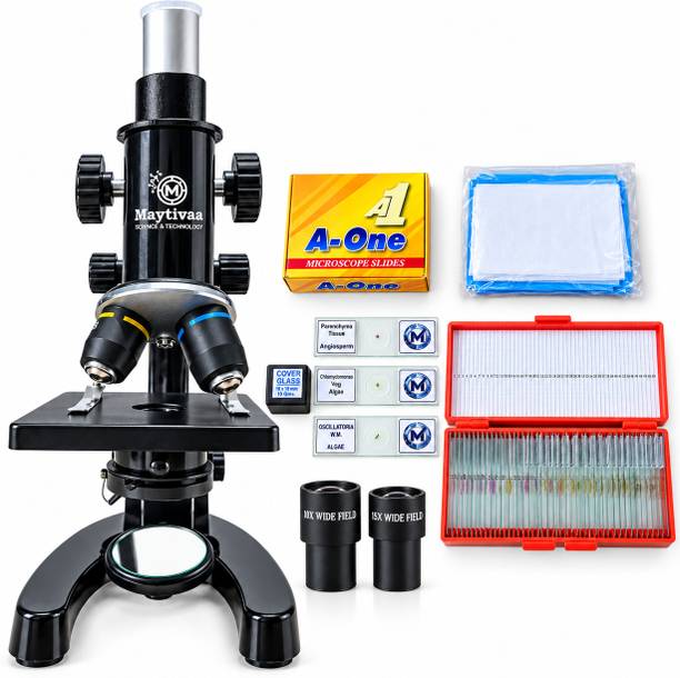 maytivaa Student Microscope with 10X & 45X Objective Lenses, 10X & 15X Eyepieces Microscope Slide Box
