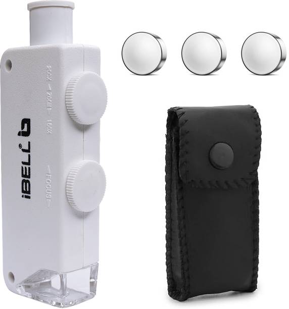 iBELL Professional Pocket Microscope ML16-20, 160X–200X Magnification with LED Light, Microscope Slide Box