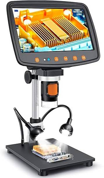 Tobo Digital Microscope with 7" LCD Screen,1500X Magnification Soldering TD-1395IM Microscope Slide Box